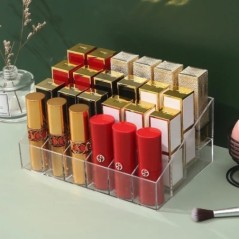 Suport pentru ruj cu 24 grile Cutia de depozitare pentru cosmetice acrilice poate stoca și sorta ruj lac de unghii și suport de 