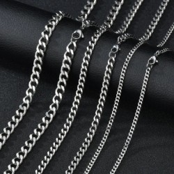 Punk de bază din oțel inoxidabil 3,5,7 mm Curb Colier cubanez pentru bărbați, femei, negru, aur, lanț de zale, chokers, bijuteri