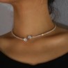 Colier cu guler cu inimă de modă cu strasuri pentru femei Colier simplu cu guler deschis Torques Accesorii pentru bijuterii