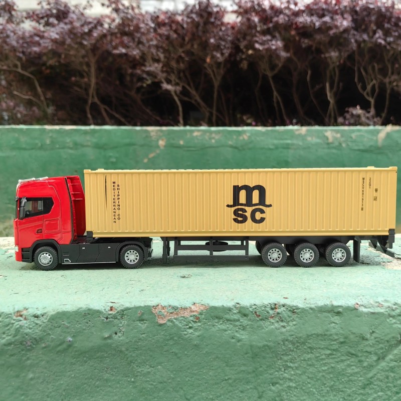 1/50 Simulare Camion mare de jucărie Model de mașină din aliaj turnat sub presiune Container de transport Mașină pentru băieți C