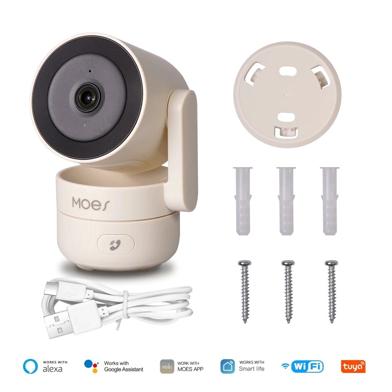 MOESTuya WiFi pentru interior Pan/Tilt Cameră de securitate inteligentă 4MP HD Viziune nocturnă în infraroșu Monitor de detectar