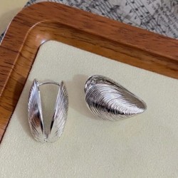 Cercei tip știft de metal vintage pentru femei punk argintiu textura geometrică neregulată cataramă pentru ureche bijuterii cado
