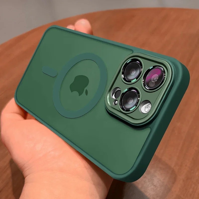 Husă magnetică de lux, mată, translucidă, rezistentă la șoc, pentru iPhone 16 15 14 13 12 11 Pro Max pentru capacul de încărcare