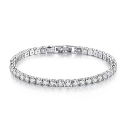 S925 Brățară din argint Sterling Zirconiu Minge de tenis Moda Femei Bijuterii de nuntă de logodnă simplă 4mm 16-20cm