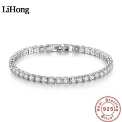 S925 Brățară din argint Sterling Zirconiu Minge de tenis Moda Femei Bijuterii de nuntă de logodnă simplă 4mm 16-20cm