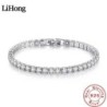 S925 Brățară din argint Sterling Zirconiu Minge de tenis Moda Femei Bijuterii de nuntă de logodnă simplă 4mm 16-20cm