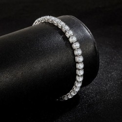 S925 Brățară din argint Sterling Zirconiu Minge de tenis Moda Femei Bijuterii de nuntă de logodnă simplă 4mm 16-20cm