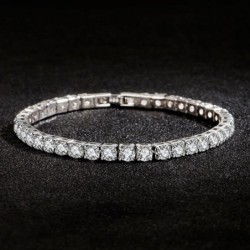 S925 Brățară din argint Sterling Zirconiu Minge de tenis Moda Femei Bijuterii de nuntă de logodnă simplă 4mm 16-20cm