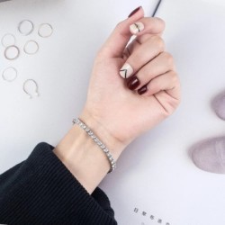 S925 Brățară din argint Sterling Zirconiu Minge de tenis Moda Femei Bijuterii de nuntă de logodnă simplă 4mm 16-20cm