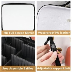 Noua husă pentru cosmetice iluminată cu LED cu oglindă, impermeabilă, din piele PU. Genți portabile de depozitare pentru machiaj