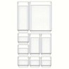 Set organizator de sertare versatil de 10 piese - Tăvi și separatoare din plastic transparent în 4 dimensiuni pentru depozitarea