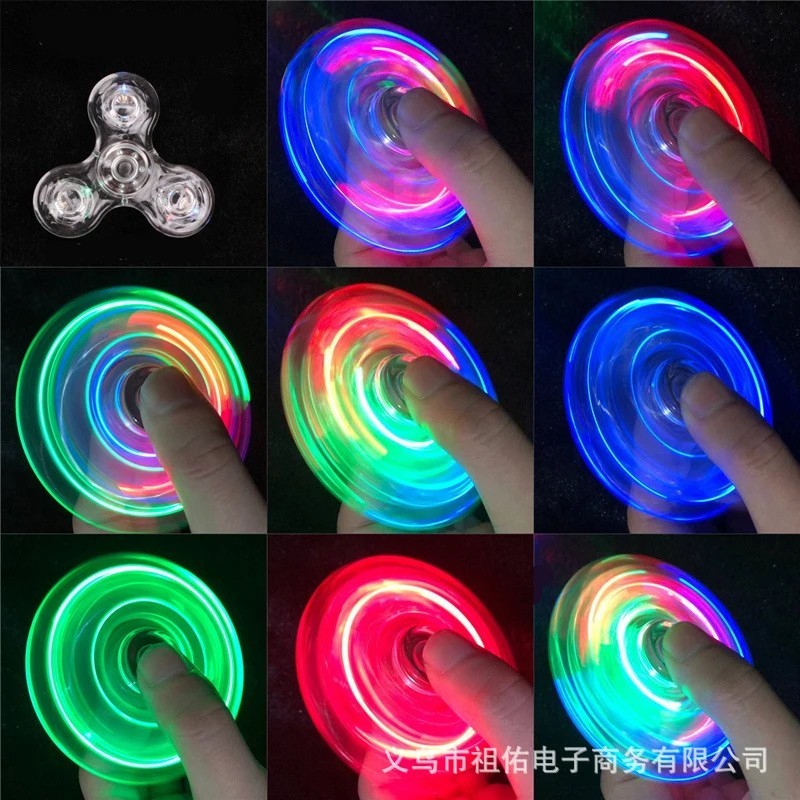 Lumină LED luminoasă de cristal Fidget Spinner Hand Top Spinners Glow in Dark EDC Stres Relief Toys Giroscop cinetic pentru copi