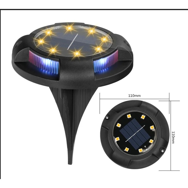 Lumini solare pentru sol Decoratiuni exterioare, lumini solare de gradina cu 12 LED rezistente la apa, lumini cu disc solar pent
