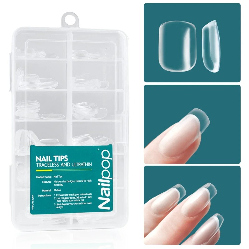 Nailpop 120 buc/cutie Gel X Sfaturi pentru unghii Formă medie scurtă Migdale/Pătrate/Moale Sfaturi pentru unghii cu gel Unghii f