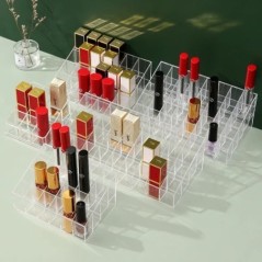 24/40 Lattice Trapezoid Plastic Transparent Machiaj Display Raft Ruj Stand Suport Cosmetic Organizator Suport Cutie de înaltă ca