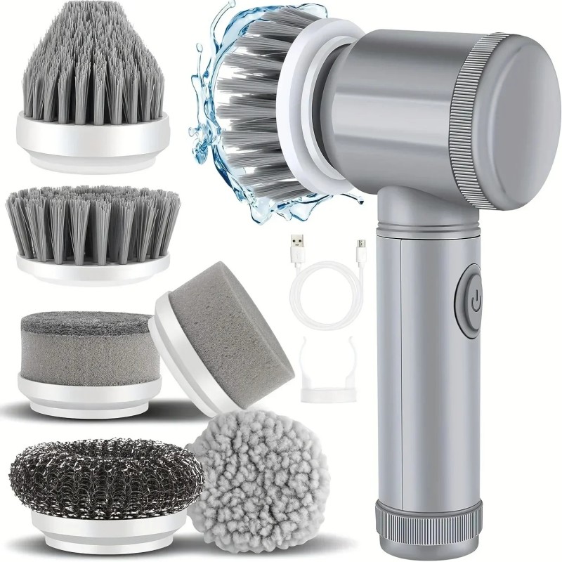 Scrubber electric Spin Scrubber fără fir cu 6 capete de perie înlocuibile Perie de curățare electrică Instrumente de curățare