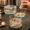 Cutie de bijuterii transparentă rotativă de 360 de grade pentru urechi, coliere, brățări, bentițe, cutie de depozitare pentru bi