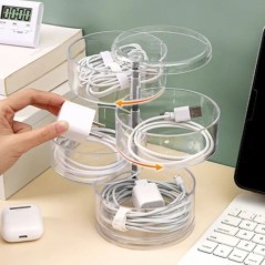 Cutie de bijuterii transparentă rotativă de 360 de grade pentru urechi, coliere, brățări, bentițe, cutie de depozitare pentru bi