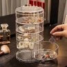Cutie de bijuterii transparentă rotativă de 360 de grade pentru urechi, coliere, brățări, bentițe, cutie de depozitare pentru bi