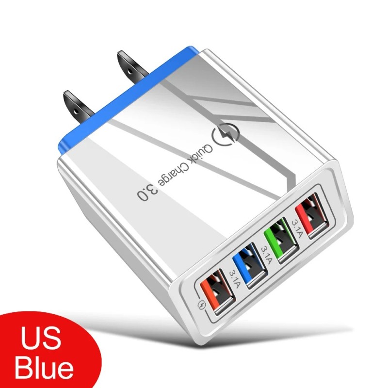 Încărcător USB cu mufă UE/SUA Încărcare rapidă 3.0 pentru adaptor de telefon pentru tabletă iPhone 15 Pro Max Încărcător portabi