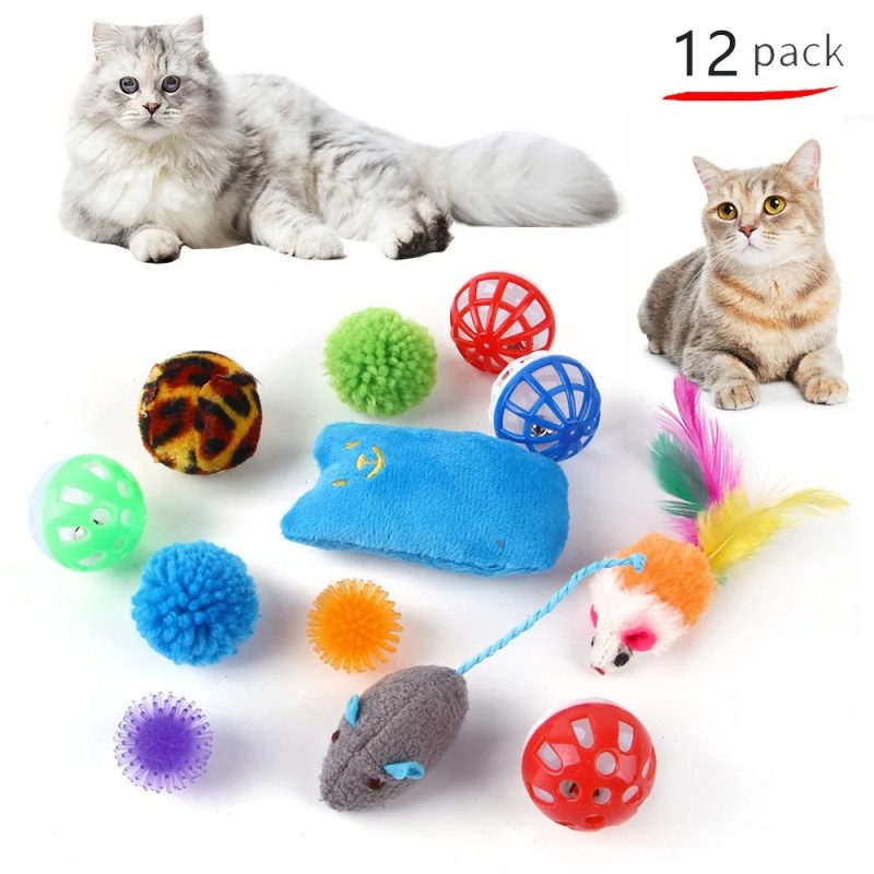 DualPet Jucării pentru pisici Varietate de jucării pentru pisici Set combinat de jucării pentru pisici Băț amuzant pentru pisici