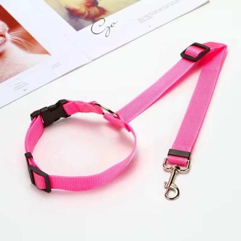 Culoare solidă, două în unu, centură de siguranță pentru mașină pentru animale de companie, lesă din nailon cu plumb, centură de