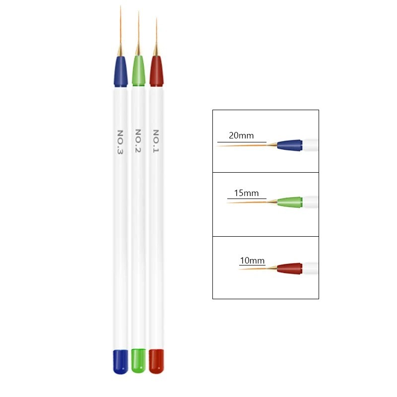 3 buc/set acrilic cu dungi franțuzești nail art linie pix pentru pictură 3D sfaturi manichiură slim linie desen pen perii cu gel