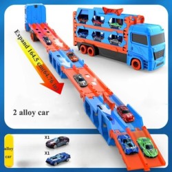Transportor de mașini mare Camion Piesă pliabilă Vehicul de curse Copii Jocuri competitive Depozitare Mașină din aliaj Jucărie p