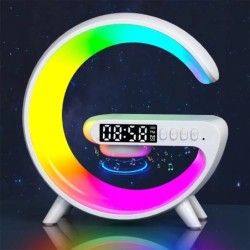 Încărcător fără fir multifuncțional Stand Pad RGB Light Ceas cu alarmă Difuzor pentru iPhone Samsung Xiaomi Mini Stație de andoc