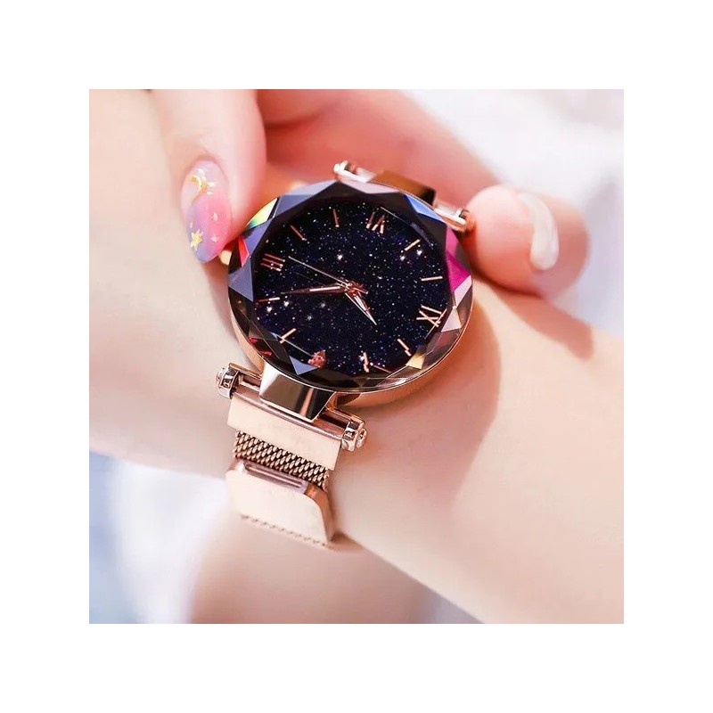 Ceasuri Moda Femei Starry Sky Catarama Magnet Curea Mesh Ceas Diamond Quartz Ceas Rochie Femei
