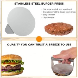 Presă Smash Burger din oțel inoxidabil Chirftețe pentru hamburger Mașină de zdrobire de carne Formă circulară pentru presă de ca