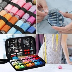 Kit complet de cusut cu fire, ace, foarfece, bandă de măsurare, butoane, portabil, călătorie, broderie, lucru manual, set de ins