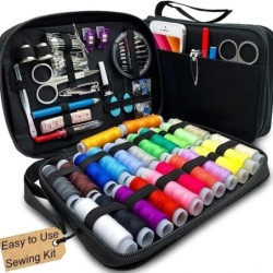 Kit complet de cusut cu fire, ace, foarfece, bandă de măsurare, butoane, portabil, călătorie, broderie, lucru manual, set de ins