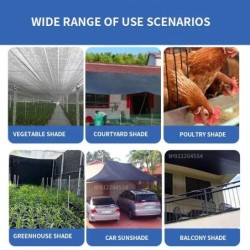 Parasolar negru 12PIN Umbrire plasă 70~80% Copertă pentru seră pentru plante Gard plasă Ecran de confidențialitate Adăpost de gr