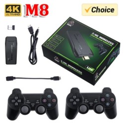 Consolă de jocuri video Stick Lite 4K HD, controler wireless dublu pentru 10000 de jocuri retro, cadou de Crăciun pentru copii