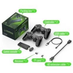 Consolă de jocuri video Stick Lite 4K HD, controler wireless dublu pentru 10000 de jocuri retro, cadou de Crăciun pentru copii