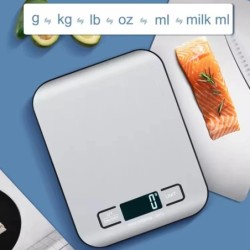 Cântar electronic digital de bucătărie cu afișaj LED 5kg/1g, panou din oțel inoxidabil, cântare electronice pentru bijuterii și 