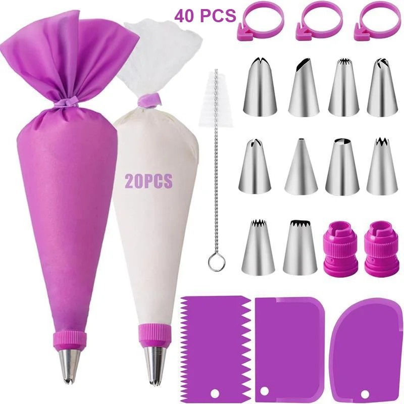 Poșete și vârfuri din silicon, set de decorare tort DIY cu duză din oțel inoxidabil, instrument de copt din silicon reutilizabil Poșete și vârfuri din silicon, set de decorare tort DIY cu duză din oțel inoxidabil, instrument de copt din silicon reutilizabil