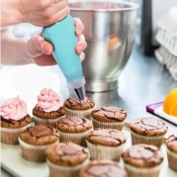 Poșete și vârfuri din silicon, set de decorare tort DIY cu duză din oțel inoxidabil, instrument de copt din silicon reutilizabil