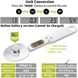 Mini lingură scară digitală bucătărie cântar electronic LCD alimente cântar 0.1-500g gătit făină lapte cafea pudră greutate măsu
