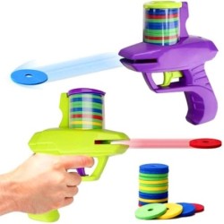 Copii joc în aer liber spumă disc pistol jucărie zburător disc lansator de tragere pistol dublu părinte-copil interactiv copii j