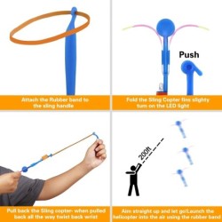 10PCS în aer liber strălucitoare rachetă bliț LED lumină noapte copii luminoase Slingshot jucării strălucitoare Slingshot elasti