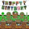 Desene animate Miner Craftings Pixel tacâmuri set temă ziua de naștere petrecere decor ceașcă farfurie șervețel tort față de mas