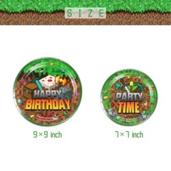 Desene animate Miner Craftings Pixel tacâmuri set temă ziua de naștere petrecere decor ceașcă farfurie șervețel tort față de mas
