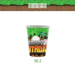 Desene animate Miner Craftings Pixel tacâmuri set temă ziua de naștere petrecere decor ceașcă farfurie șervețel tort față de mas