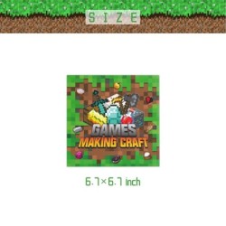 Desene animate Miner Craftings Pixel tacâmuri set temă ziua de naștere petrecere decor ceașcă farfurie șervețel tort față de mas