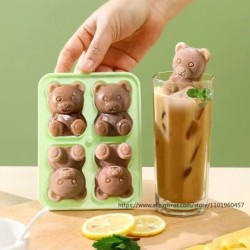 Creativ urs gheață bloc mucegai alimentar silicon ice box de uz casnic desen animat gheață mucegai ușor de demontat vine cu pâln