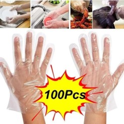 100 buc mănuși de unică folosință mănuși din plastic transparente mănuși de curățare ecologice pentru accesorii de bucătărie DIY