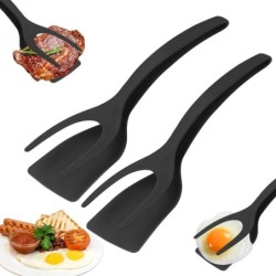 Nou 2 în 1 Grip Flip Spatula Tongs Ou Flipper Spatula Nylon Non Stick Coating Pancake Fish French Toast Omelet Making Tools