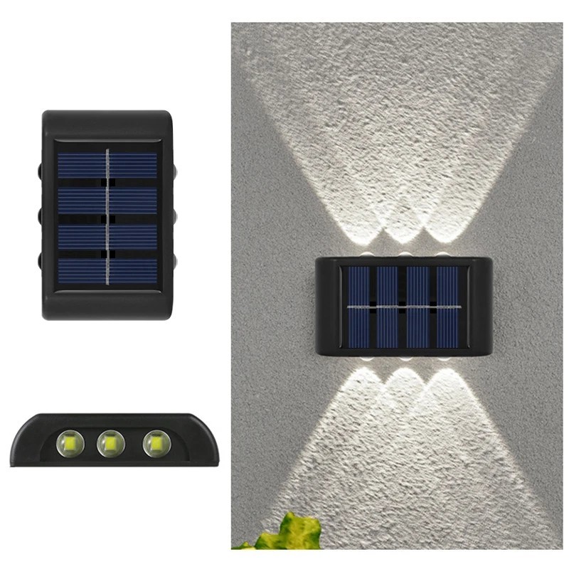 Lumini solare cu 6 LED-uri, lampă de perete pentru atmosferă exterioară, control al luminii în sus și în jos pentru grădină, cur Lumini solare cu 6 LED-uri, lampă de perete pentru atmosferă exterioară, control al luminii în sus și în jos pentru grădină, cur